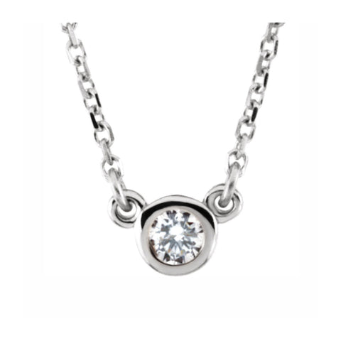 14K White Gold 1/10, 1/6, 1/4, 1/3 or 1/2Ct Diamond Solitaire Necklace