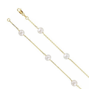 14K Yellow Gold Freshwater Cultured Pearl Station Necklace