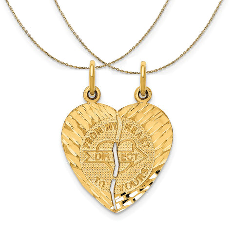 14k Yellow Gold From My Heart to Yours 2 Charm (18mm) Necklace