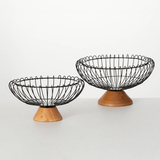 Footed Wire Bowl Set Of 2