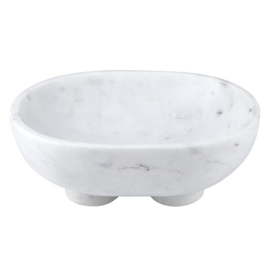 White Marble Footed Bowl - Large