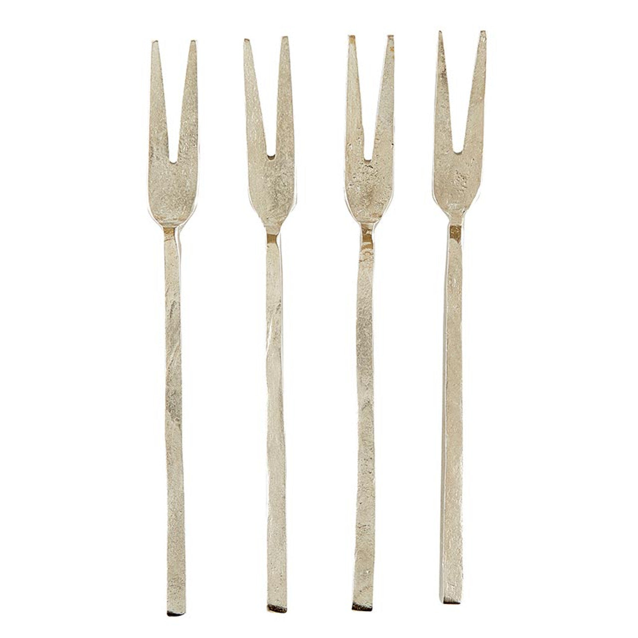 Hammered Silver Appetizer Forks - Set of 4