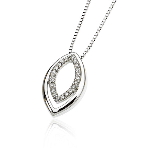 Diamond Necklace in 14k White Gold, 1/10 Carat