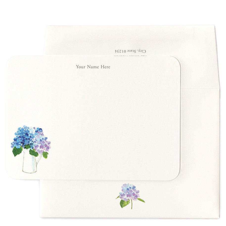 Hydrangea Pitcher Personalized Note Cards