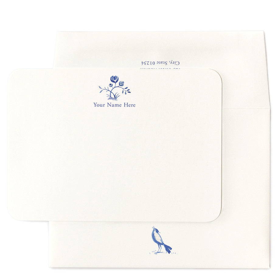 Delftware Flower Personalized Note Cards