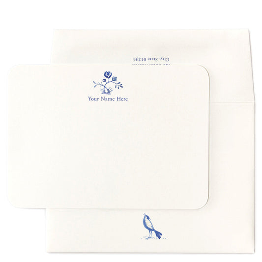 Delftware Flower Personalized Note Cards