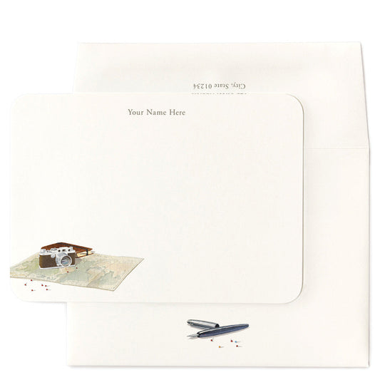 Map And Camera Personalized Note Cards