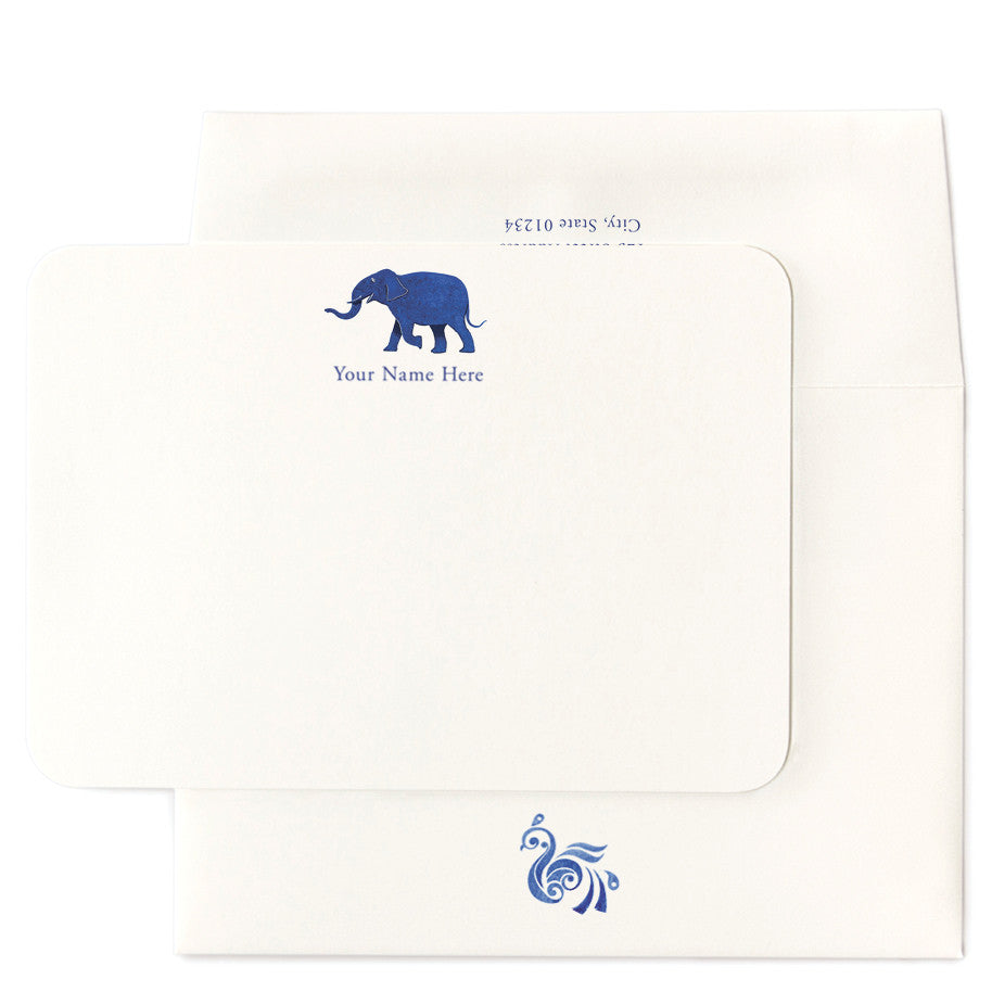 Delftware Elephant Personalized Note Cards