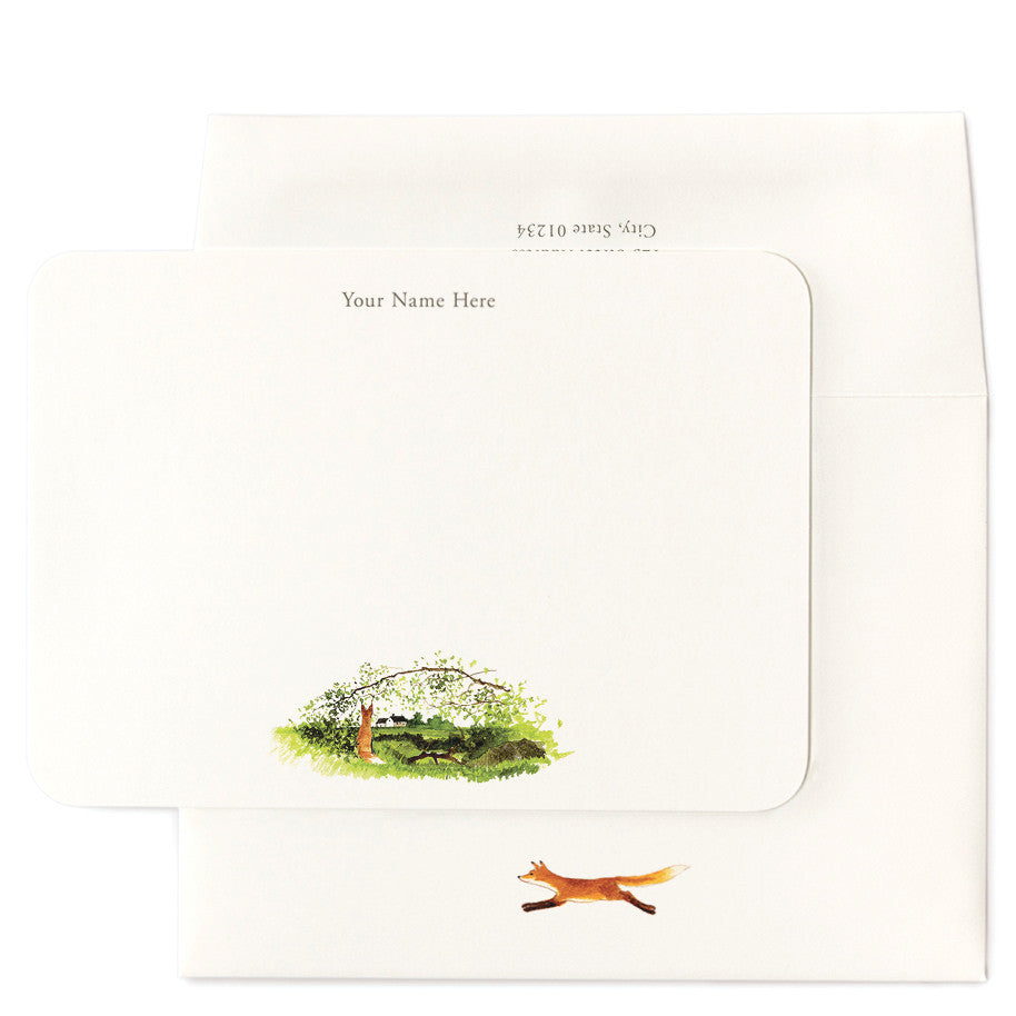 Fox With Arched Branch Personalized Note Cards