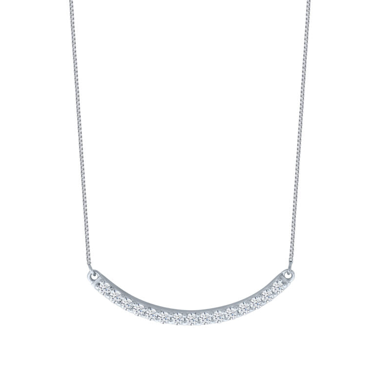 Lab Grown Curved Diamond Bar Necklace