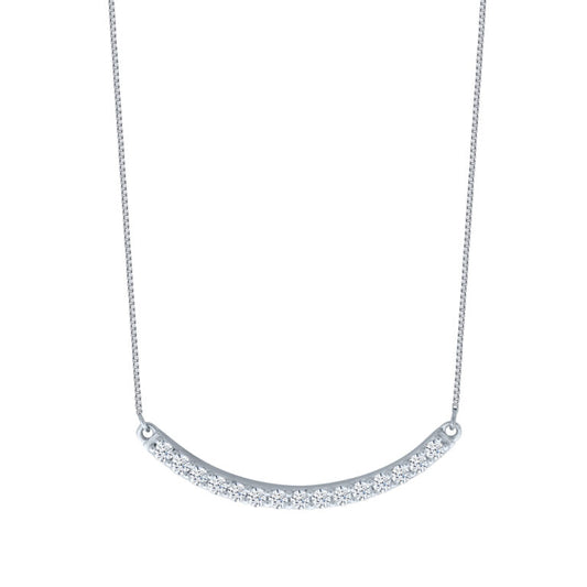 Lab Grown Curved Diamond Bar Necklace