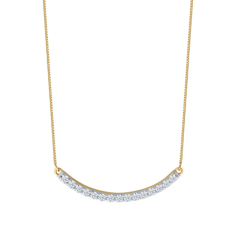 Lab Grown Curved Diamond Bar Necklace