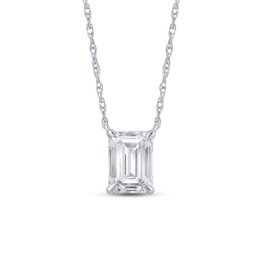 Emerald Cut Floating Lab Diamond Solitaire Necklace