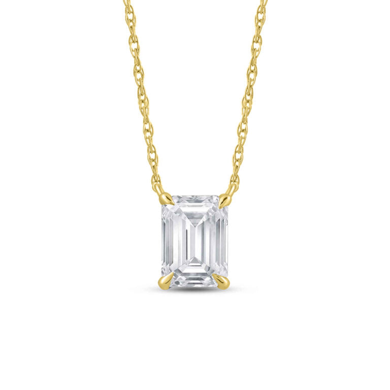 Emerald Cut Floating Lab Diamond Solitaire Necklace