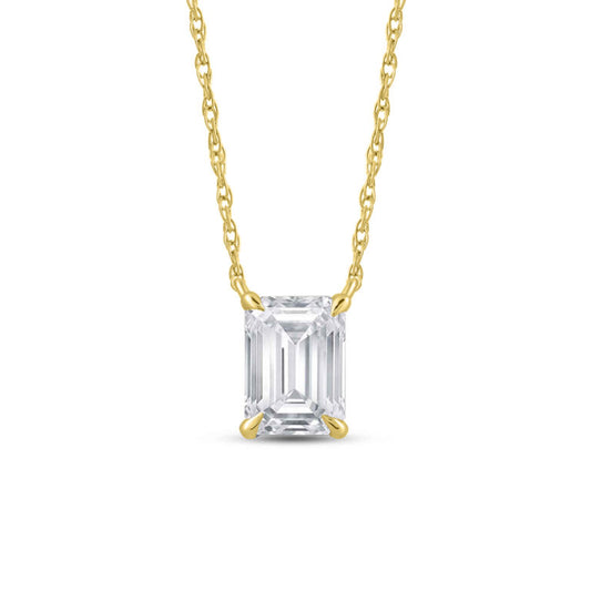 Emerald Cut Floating Lab Diamond Solitaire Necklace