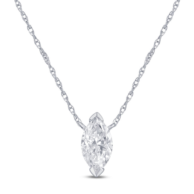 Marquise Shape Floating Lab Diamond Solitaire Necklace