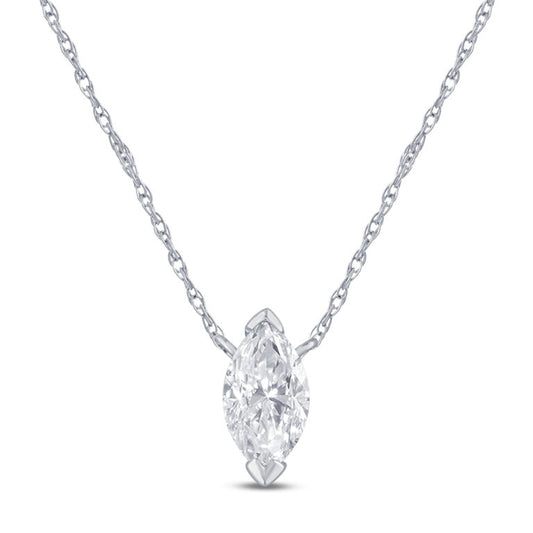 Marquise Shape Floating Lab Diamond Solitaire Necklace