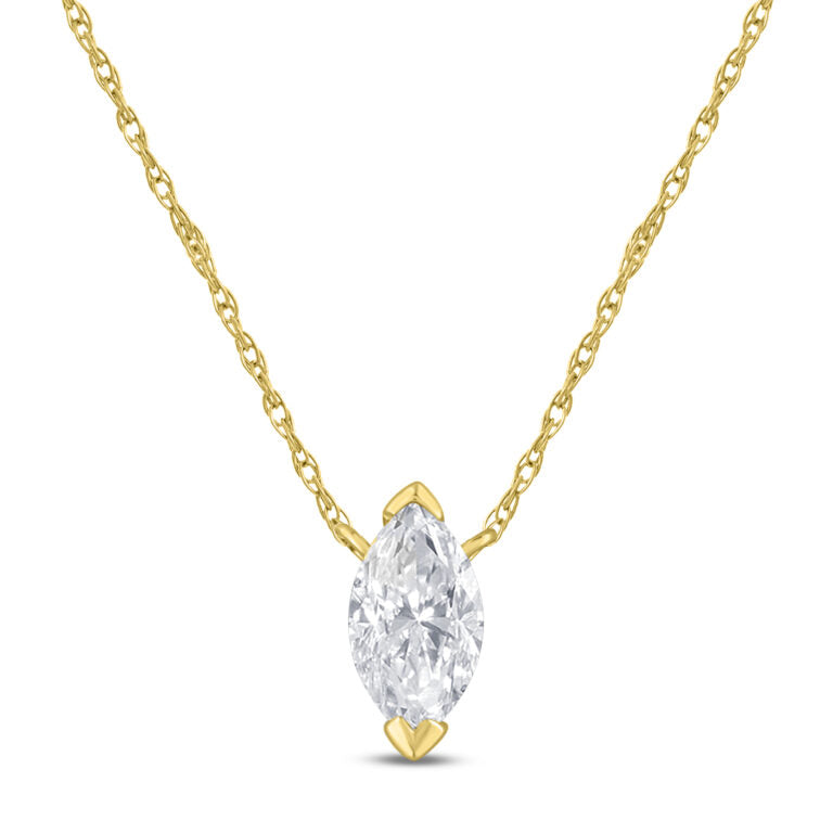 Marquise Shape Floating Lab Diamond Solitaire Necklace