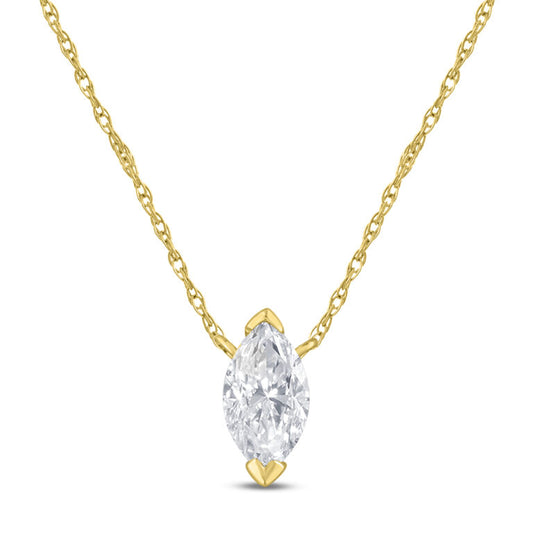 Marquise Shape Floating Lab Diamond Solitaire Necklace