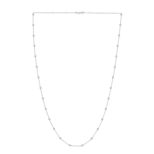 Lab Grown Diamond Sterling Silver Station Necklace