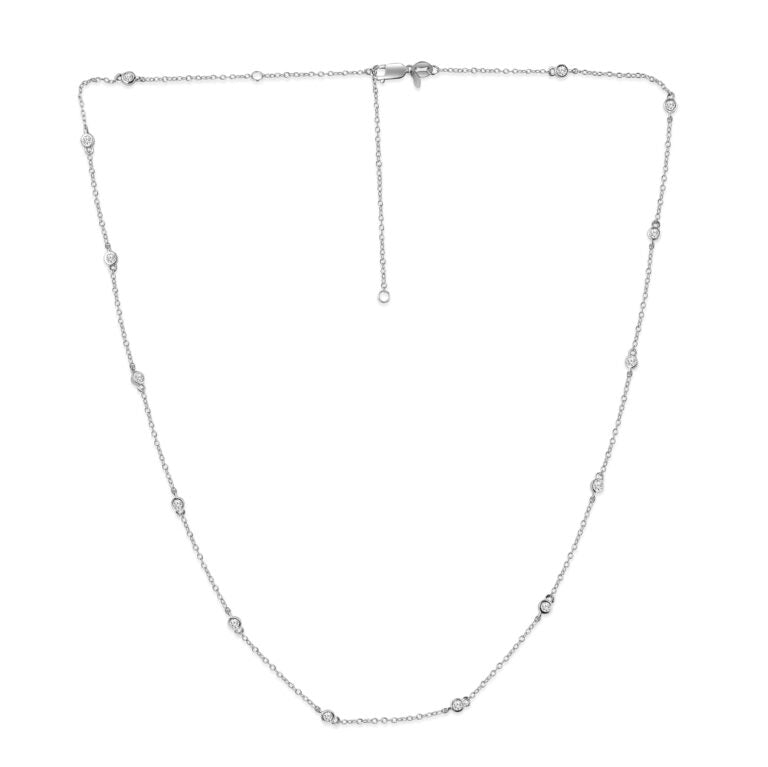 Lab Grown Diamond Sterling Silver Station Necklace