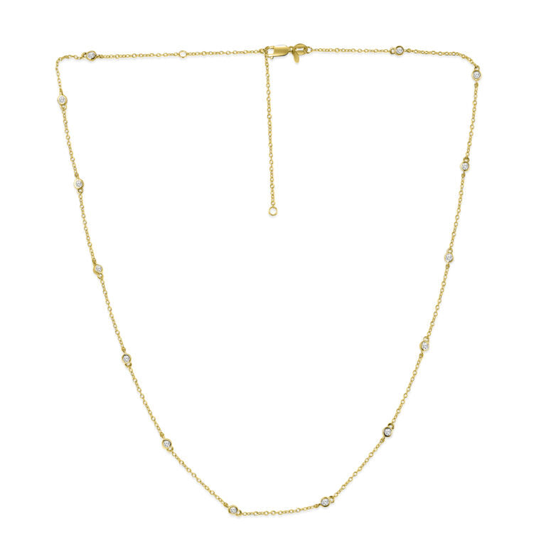 Lab Grown Diamond Yellow Gold Station Necklace