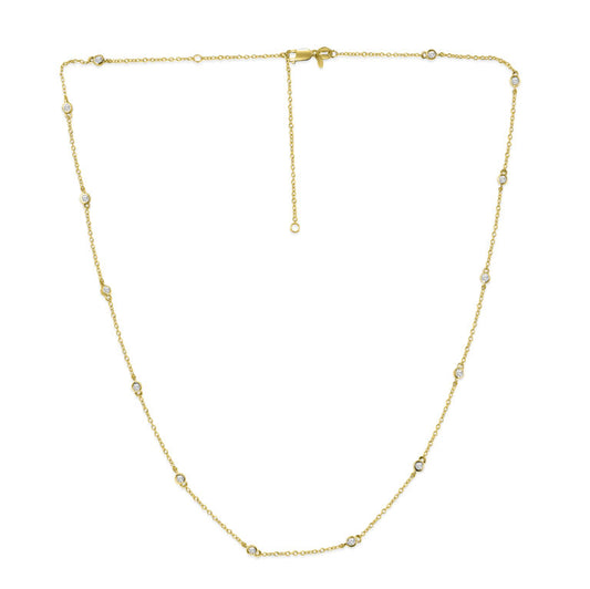 Lab Grown Diamond Yellow Gold Station Necklace