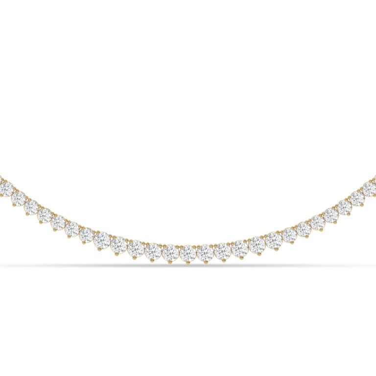 Graduating Three Prong White Gold Lab Grown Diamond Tennis Necklace
