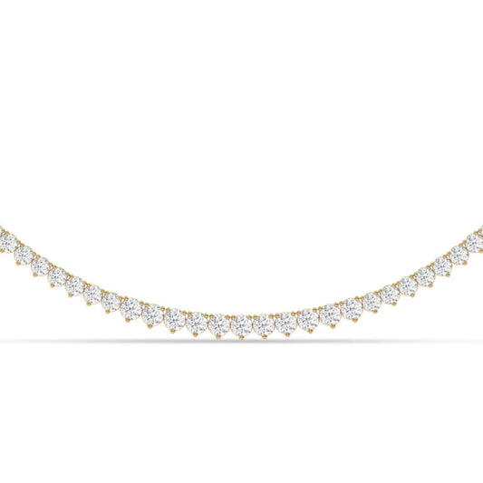 Graduating Three Prong White Gold Lab Grown Diamond Tennis Necklace