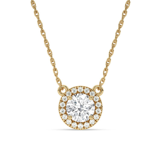 Dainty Lab Grown Dynasty Halo Diamond Necklace