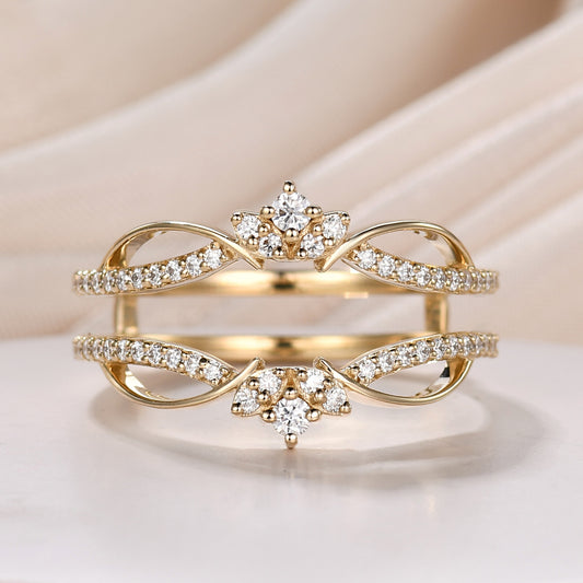 Diamond Vintage-Style Contour Enhancer Wedding Band Chevron Gold Ring for Women