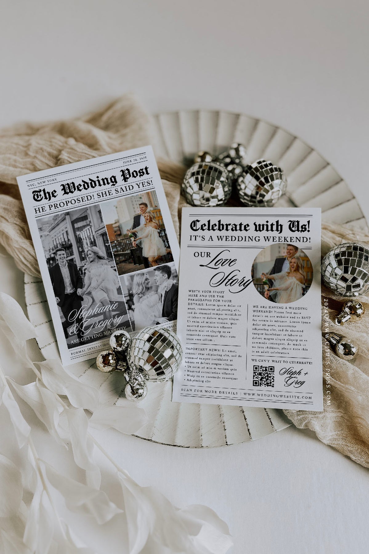 Newspaper Photo Save The Date Card | Allison