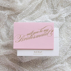 Calligraphy Bridesmaid Proposal Card - Pink Invitation