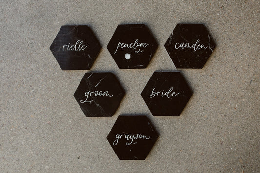 Black Marble Tile Place Cards