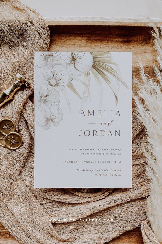 Orchid Boho Wedding Invitation | Amelia Suite