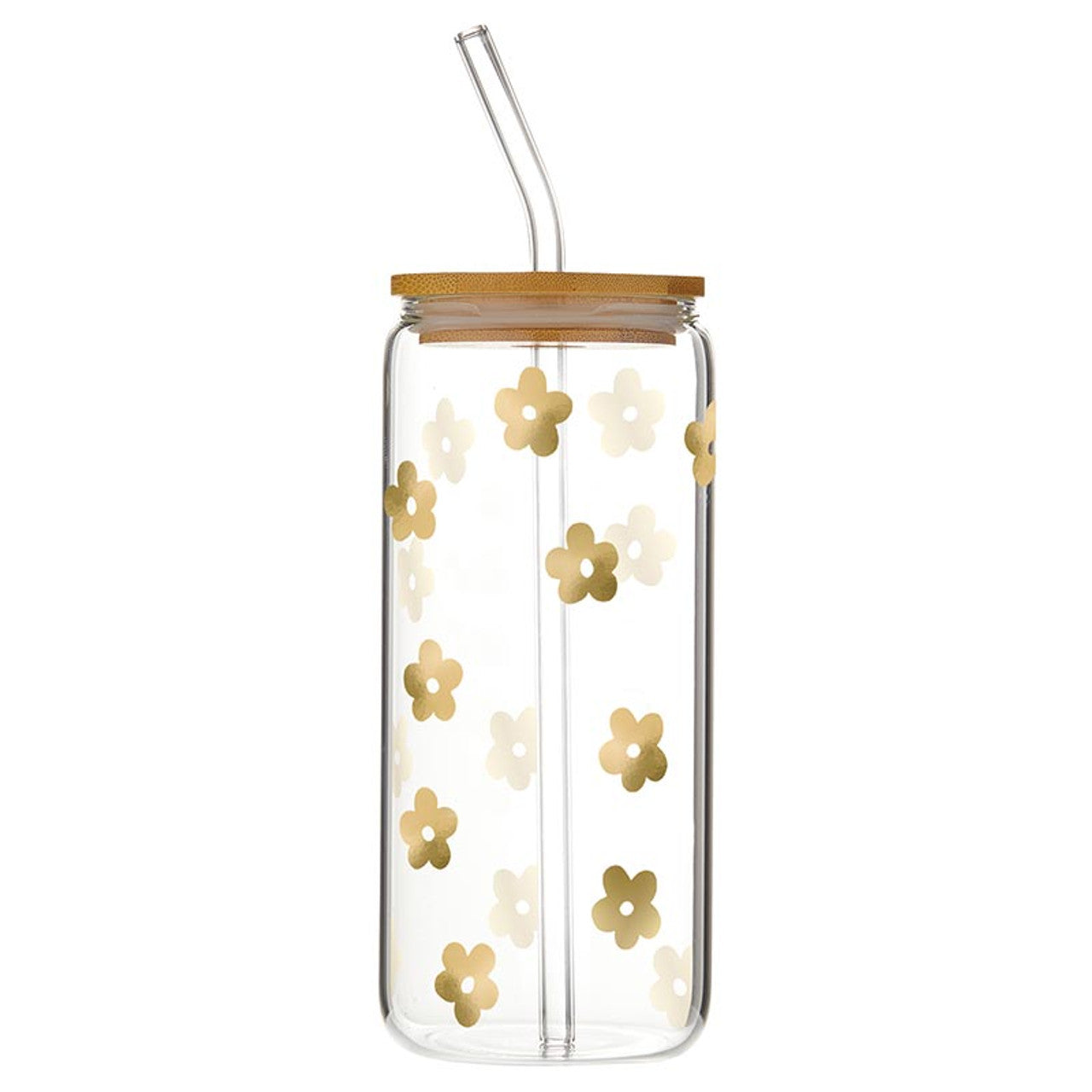Glass Cold Brew Tumbler - Gold Flowers