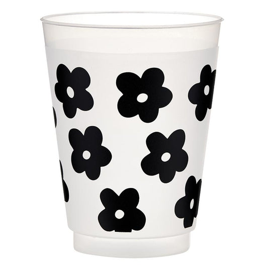 Frost Cups - Black Flowers - Set of 8