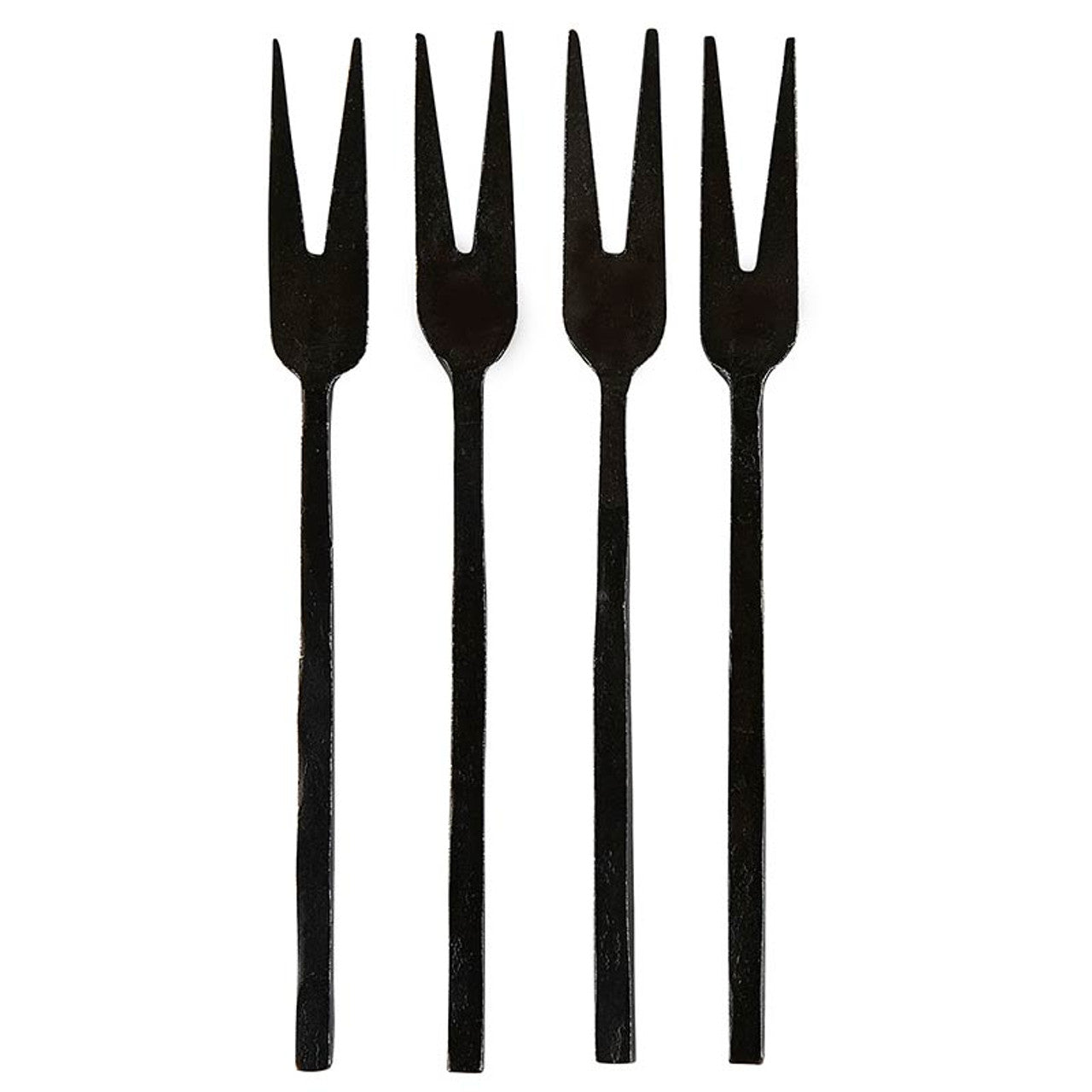 Hammered Appetizer Forks - Matte Black - Set of 4