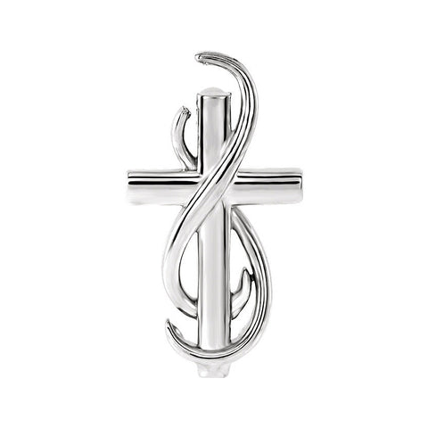 14k White Gold Infinity Cross Slide Pendant, 15mm