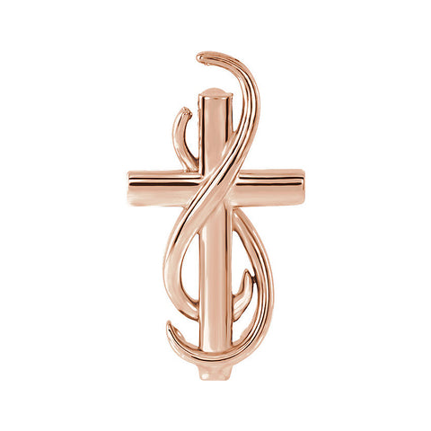 14k Rose Gold Infinity Cross Slide Pendant, 15mm