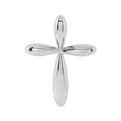 14k White Gold Rounded Cross Slide Pendant, 11 x 15mm