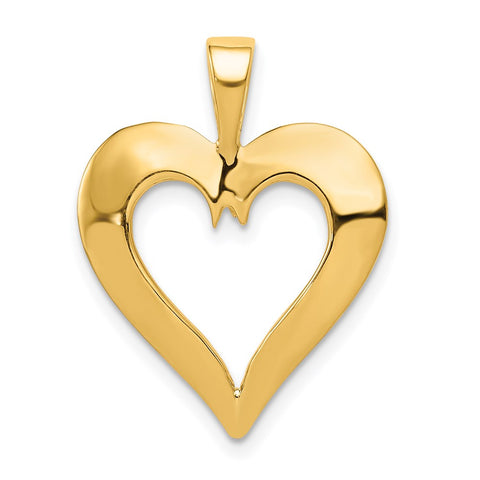 14k Yellow Gold Heart Pendant, 18mm