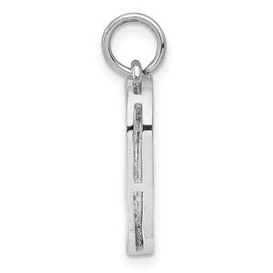 14k White Gold Diamond Cut Filigree Heart Charm or Pendant, 17mm