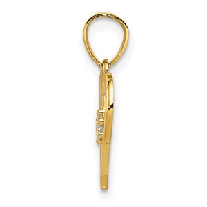 14k Yellow Gold & Cubic Zirconia Cut Out Heart Pendant, 13mm