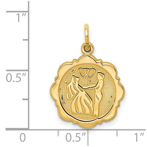 14k Yellow Gold Bride and Groom Charm or Pendant, 16mm