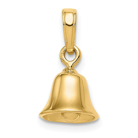 14k Yellow Gold Bell Pendant, 10mm