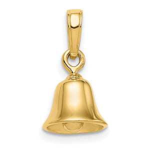 14k Yellow Gold Bell Pendant, 10mm