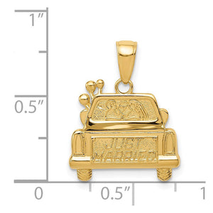 14k Yellow Gold Just Married Pendant, 17mm