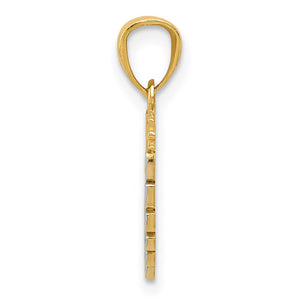 14k Yellow Gold and White Rhodium I Love You Heart Pendant, 17mm