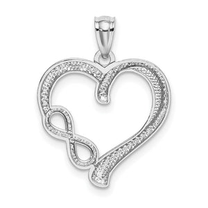 14k White Gold Small Infinity Heart Pendant, 18mm